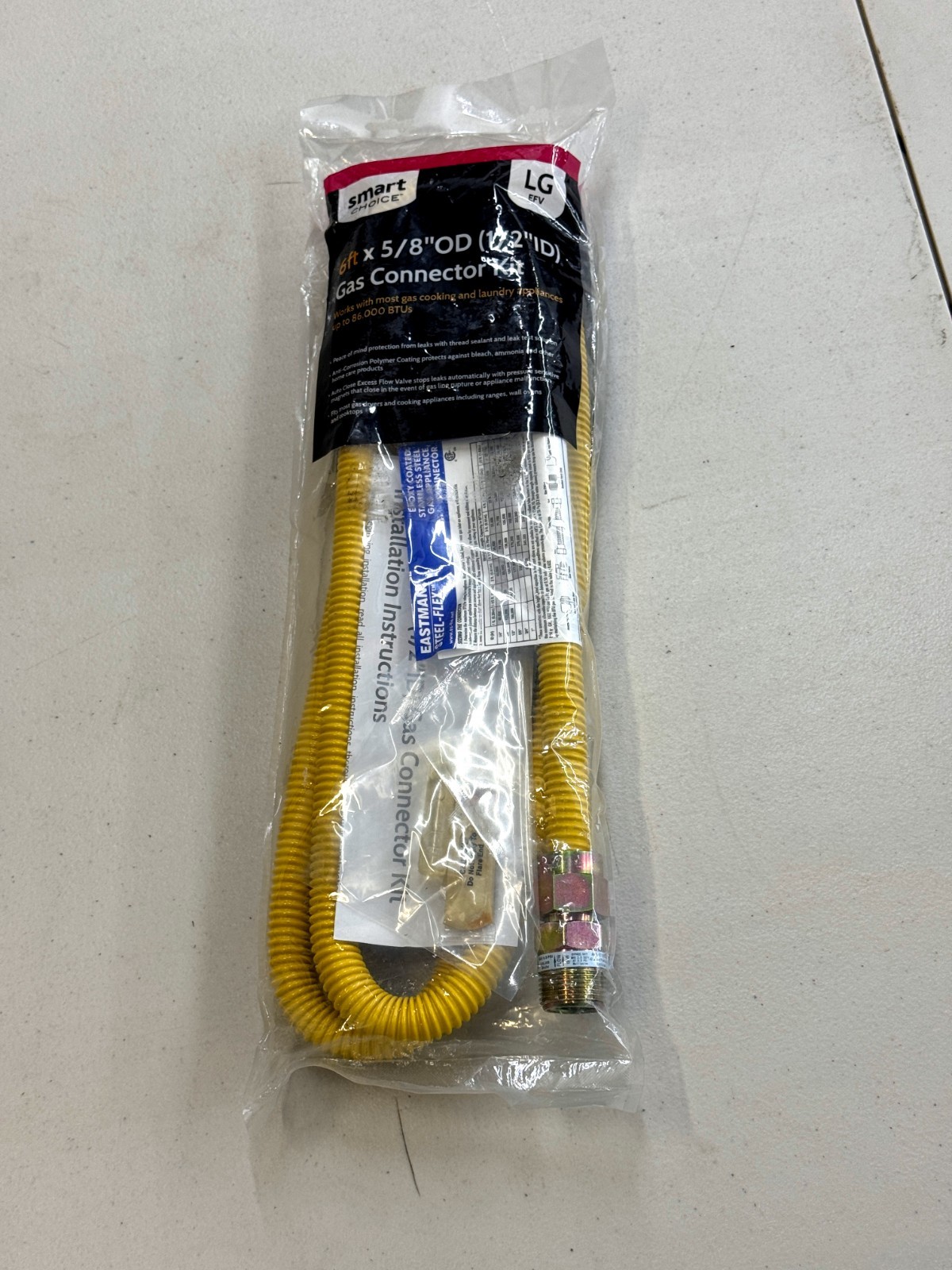 Appliance Smart Choice 6 ft x 5/8”OD (1/2”ID) Gas Connector kit LG EFV 6FT58ODLG Appliance Smart Choice 6 ft x 5/8”OD (1/2”ID) Gas Connector kit LG EFV 6FT58ODLG