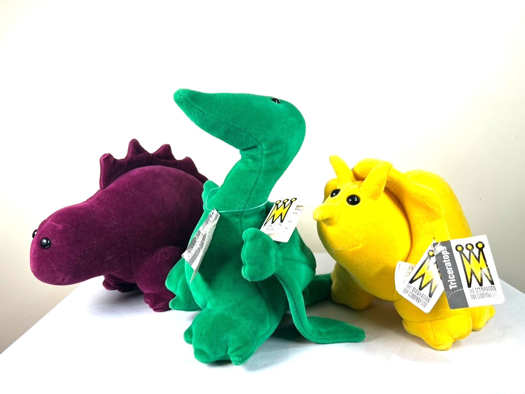 VTG - 1984 Set of 3 MANHATTAN TOY COMPANY Dinosaurs Plush 14 VTG - 1984 Set of 3 MANHATTAN TOY COMPANY Dinosaurs Plush 14