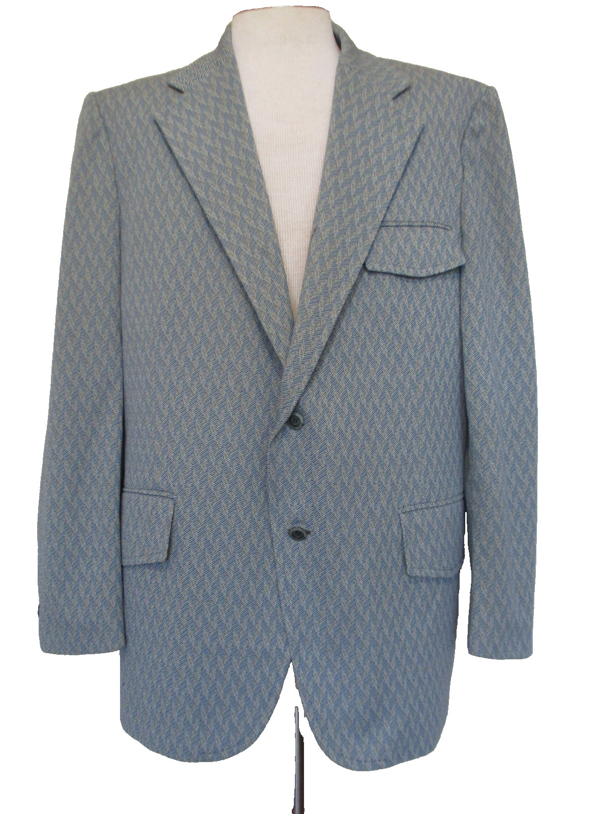 Vtg 60s 70s Blazer Jacket Mens 46L Polyester Leisure Suit Sport Coat Disco Mod