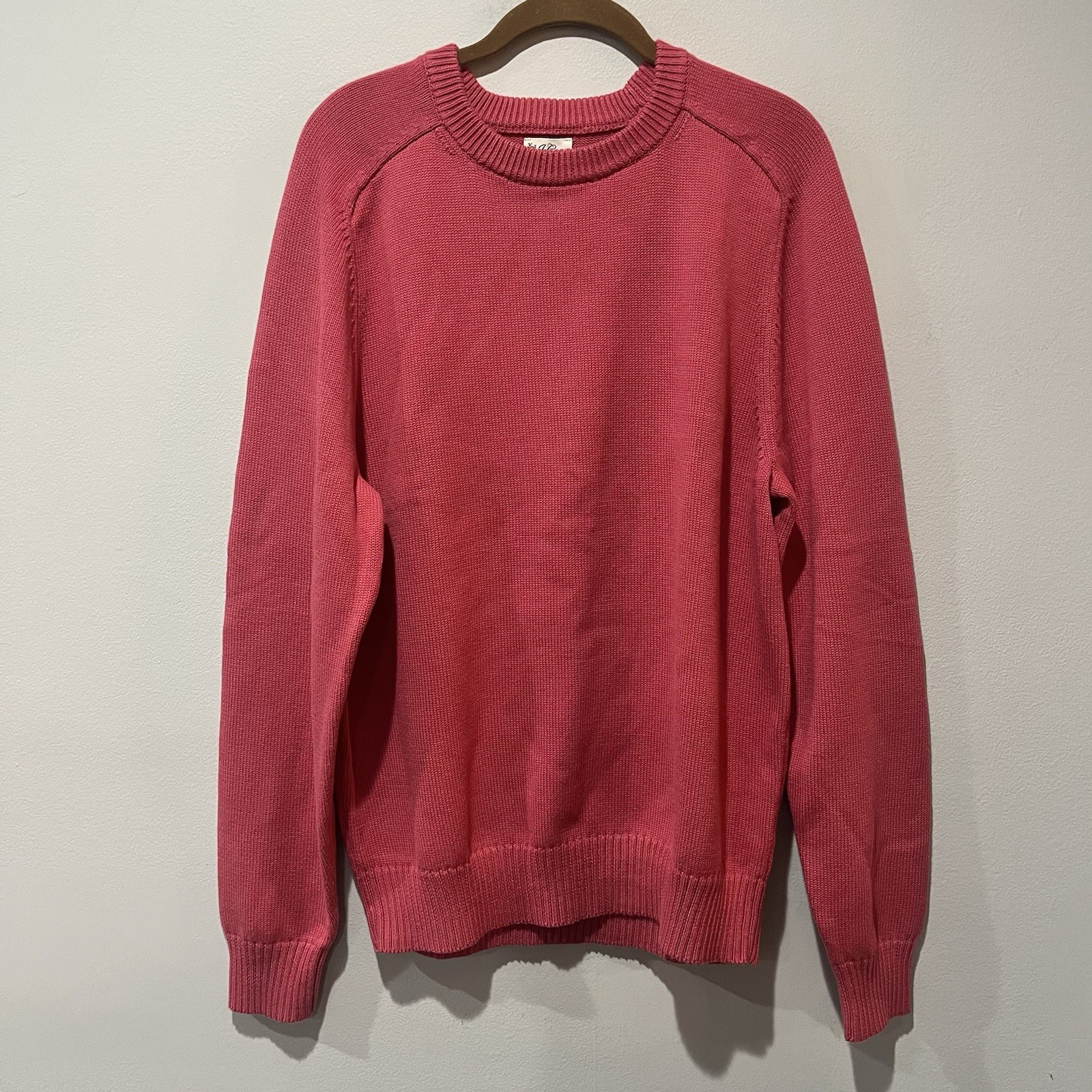J. Crew Heritage Cotton Crewneck Sweater Men\'s Large Vintage Barn Coral Academia J. Crew Heritage Cotton Crewneck Sweater Men\'s Large Vintage Barn Coral Academia