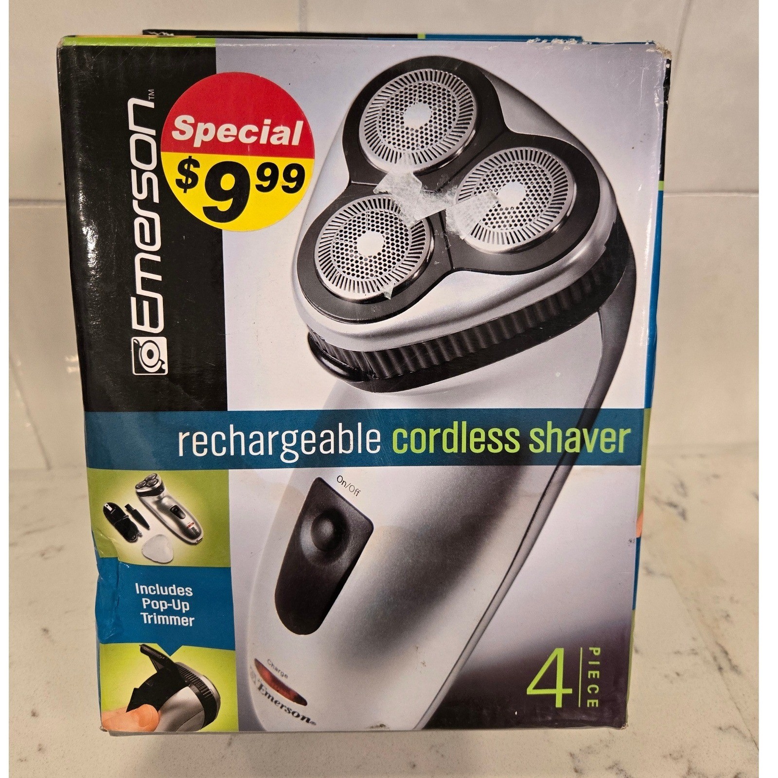 Emerson Rechargeable Cordless Shaver 3 Pivoting Heads Pop-Up Trimmer Silver 2009 Emerson Rechargeable Cordless Shaver 3 Pivoting Heads Pop-Up Trimmer Silver 2009