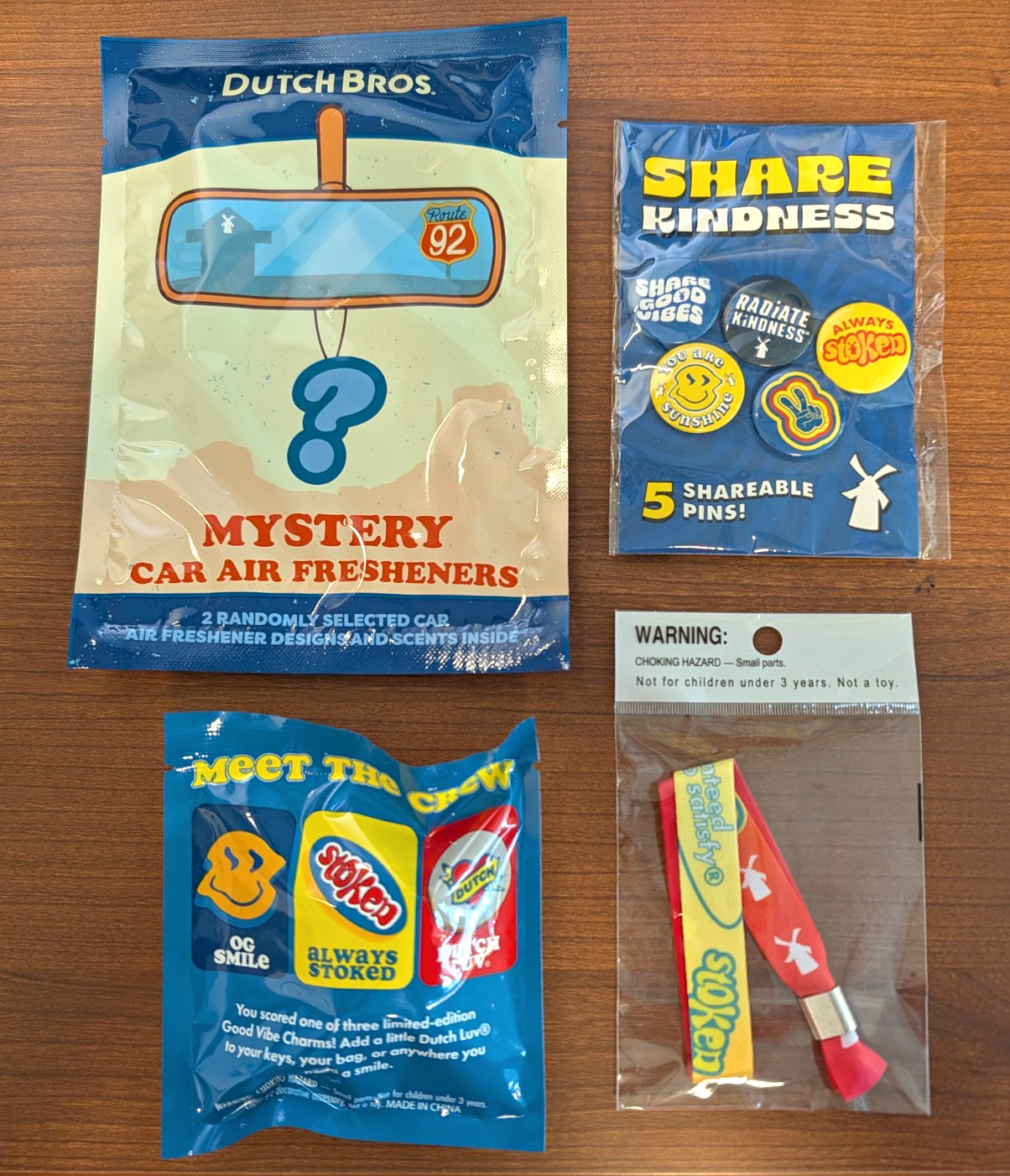 Dutch Bros. Route 92 Hanging Car Air Fresheners, 5 Pins, Charms And Wrist Band