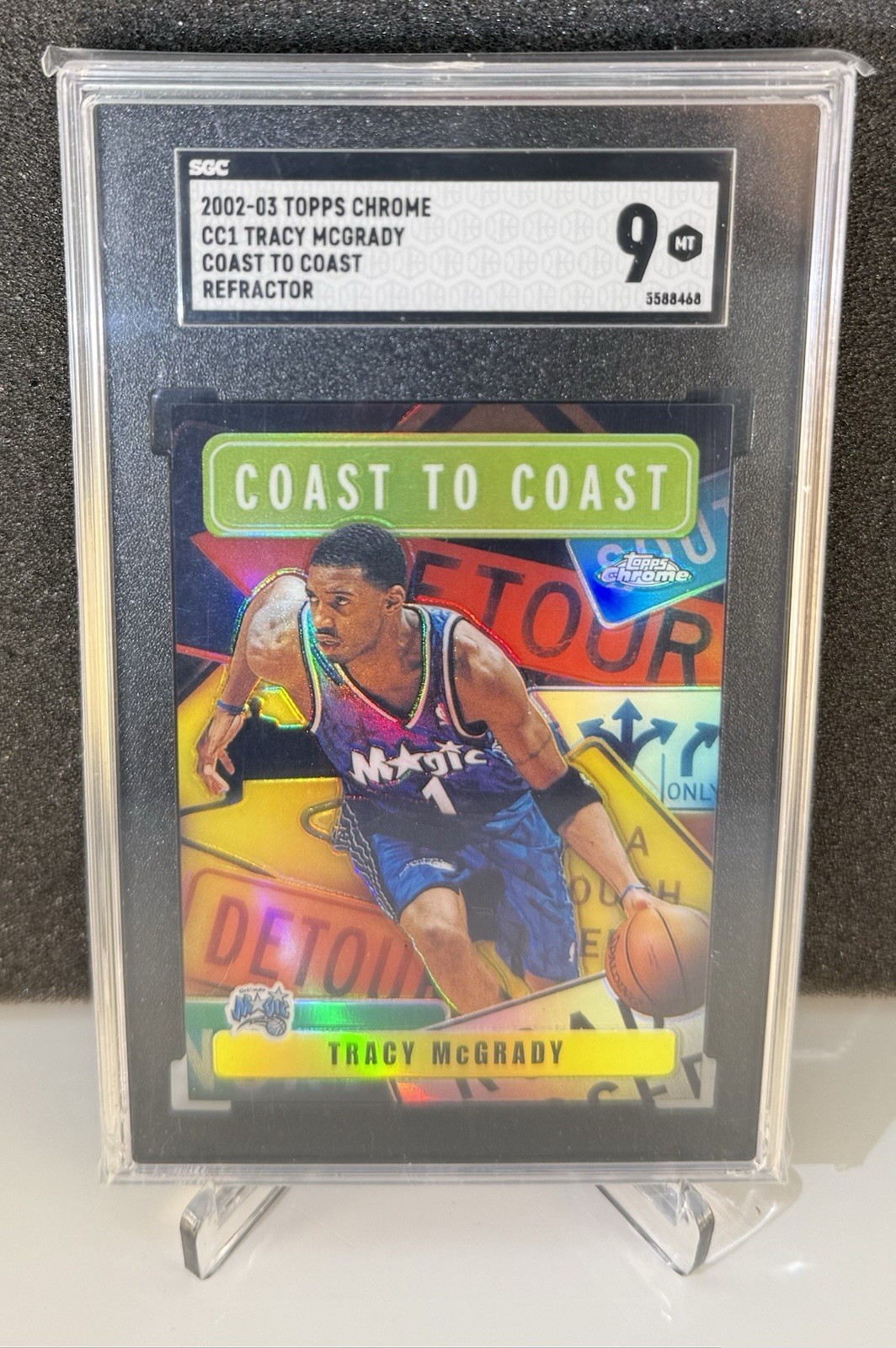 2002-03 Topps Chrome Coast to Coast Refractor #CC1 Tracy McGrady (1:40) 2002-03 Topps Chrome Coast to Coast Refractor #CC1 Tracy McGrady (1:40)