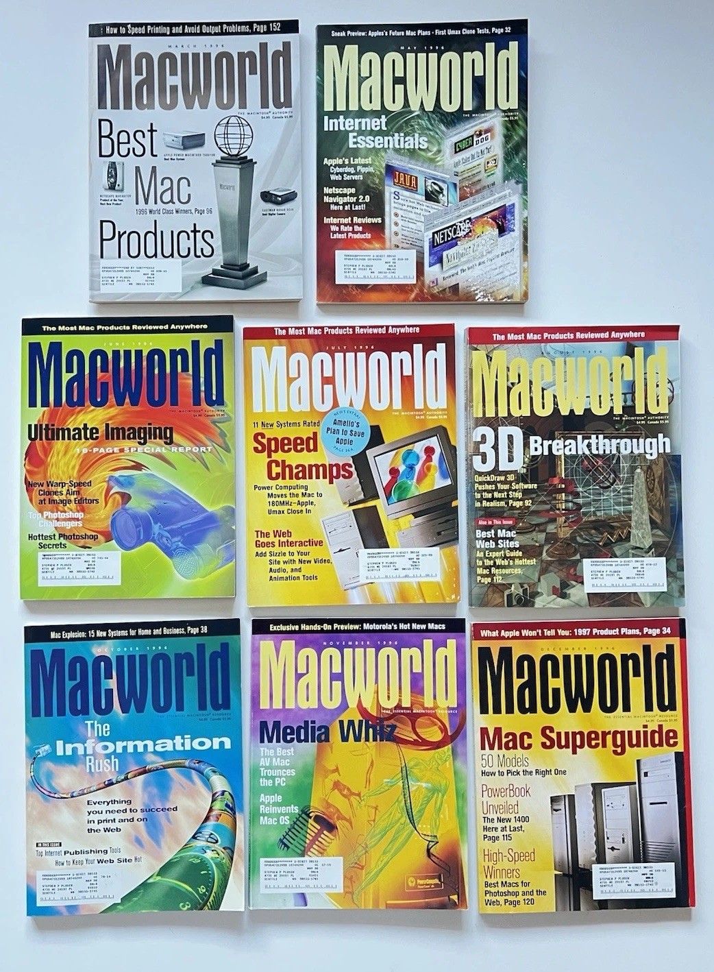Lot 8 MACWORLD Magazine Issues 1996 Apple Macintosh Vintage Tech