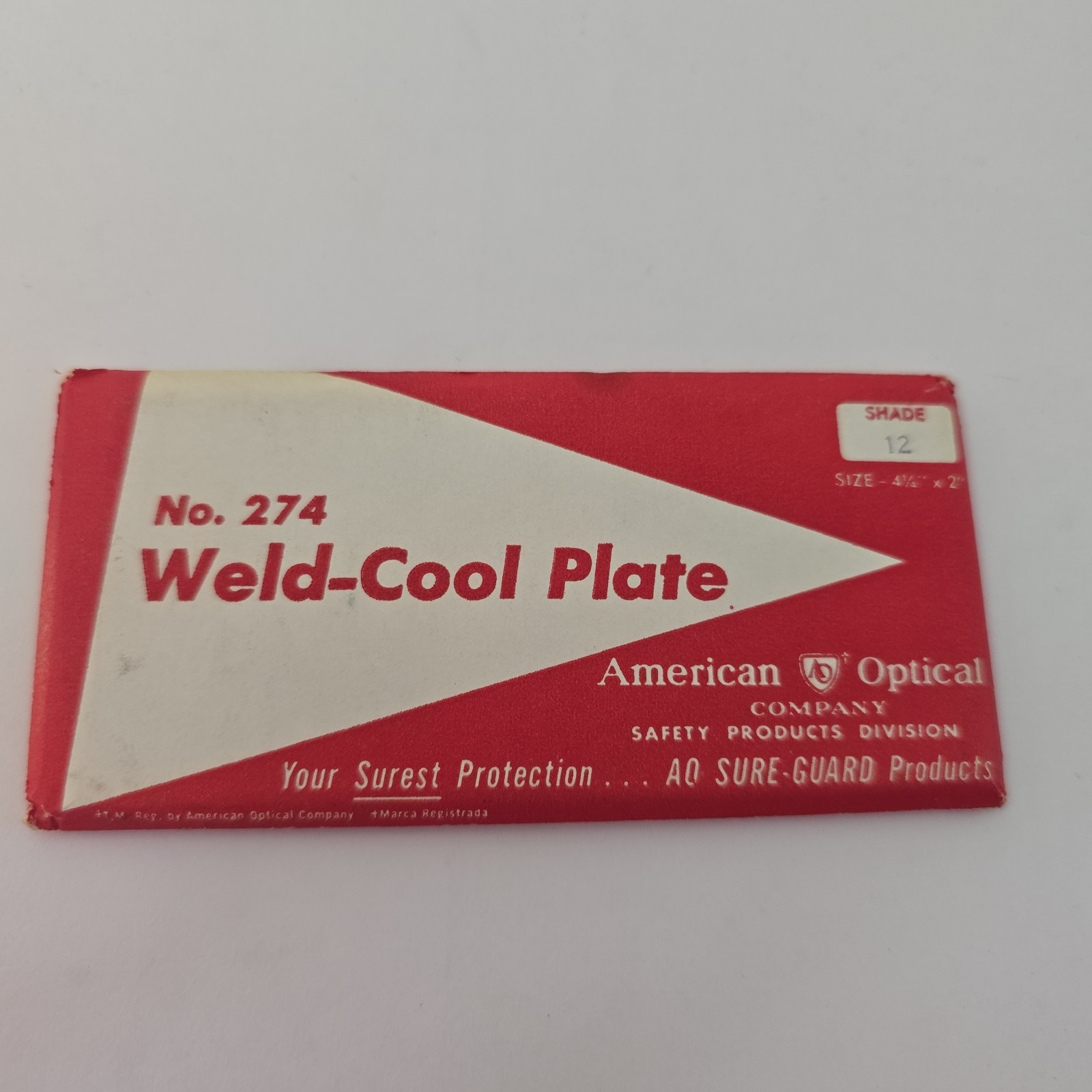 American Optical No 274 Weld-Cool Plate Shade WC 12 4-1/4”x 2” Gold Coated American Optical No 274 Weld-Cool Plate Shade WC 12 4-1/4”x 2” Gold Coated