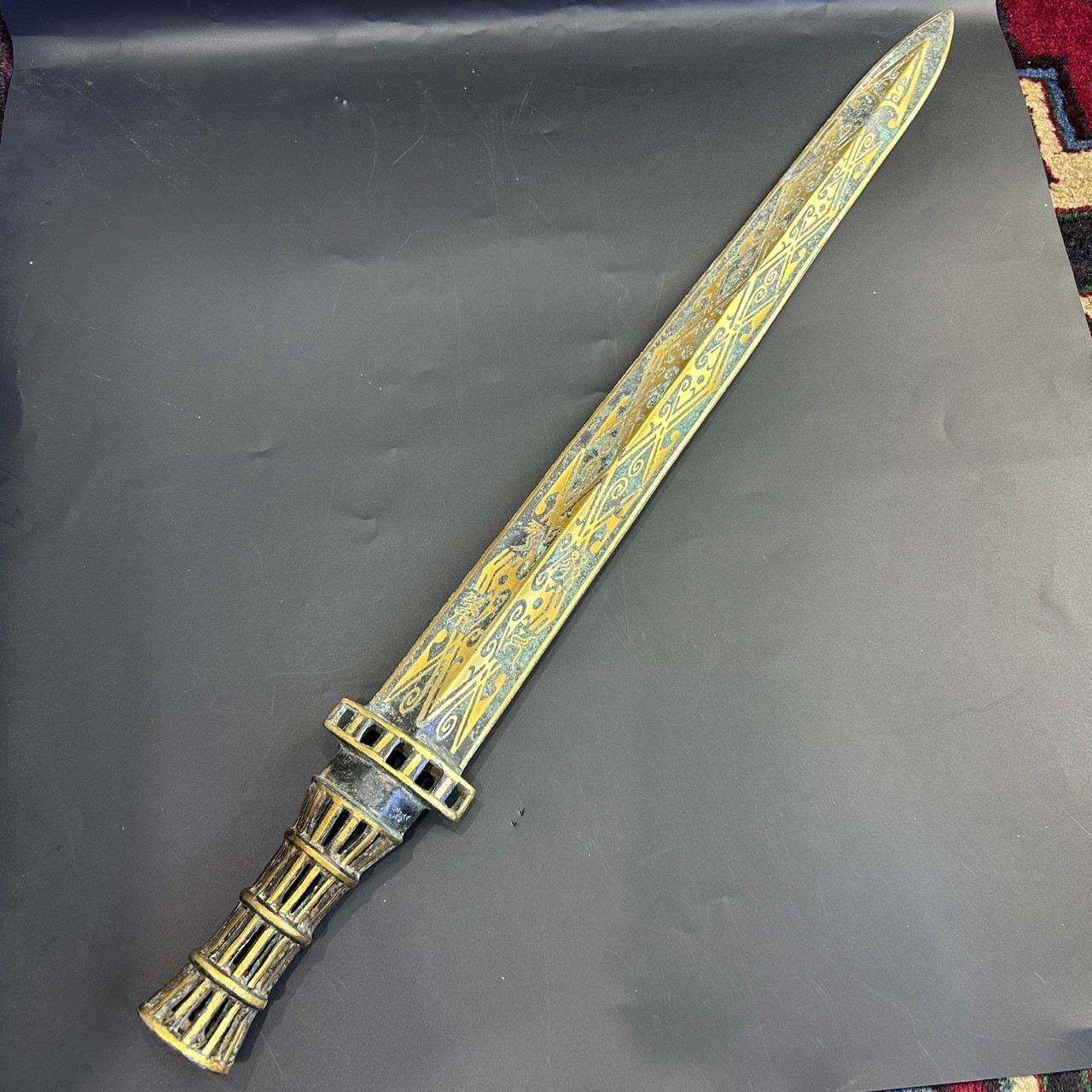 Unique Ancient Roman Wonderful Bronze Gold Gilding Rare Excellent Sword Unique Ancient Roman Wonderful Bronze Gold Gilding Rare Excellent Sword