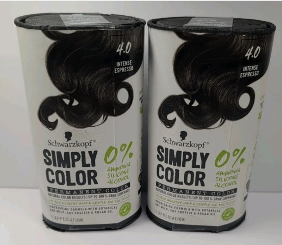 2x Schwarzkopf Simply Color 4.0 Intense Espresso Permanent Hair Dye, Cream