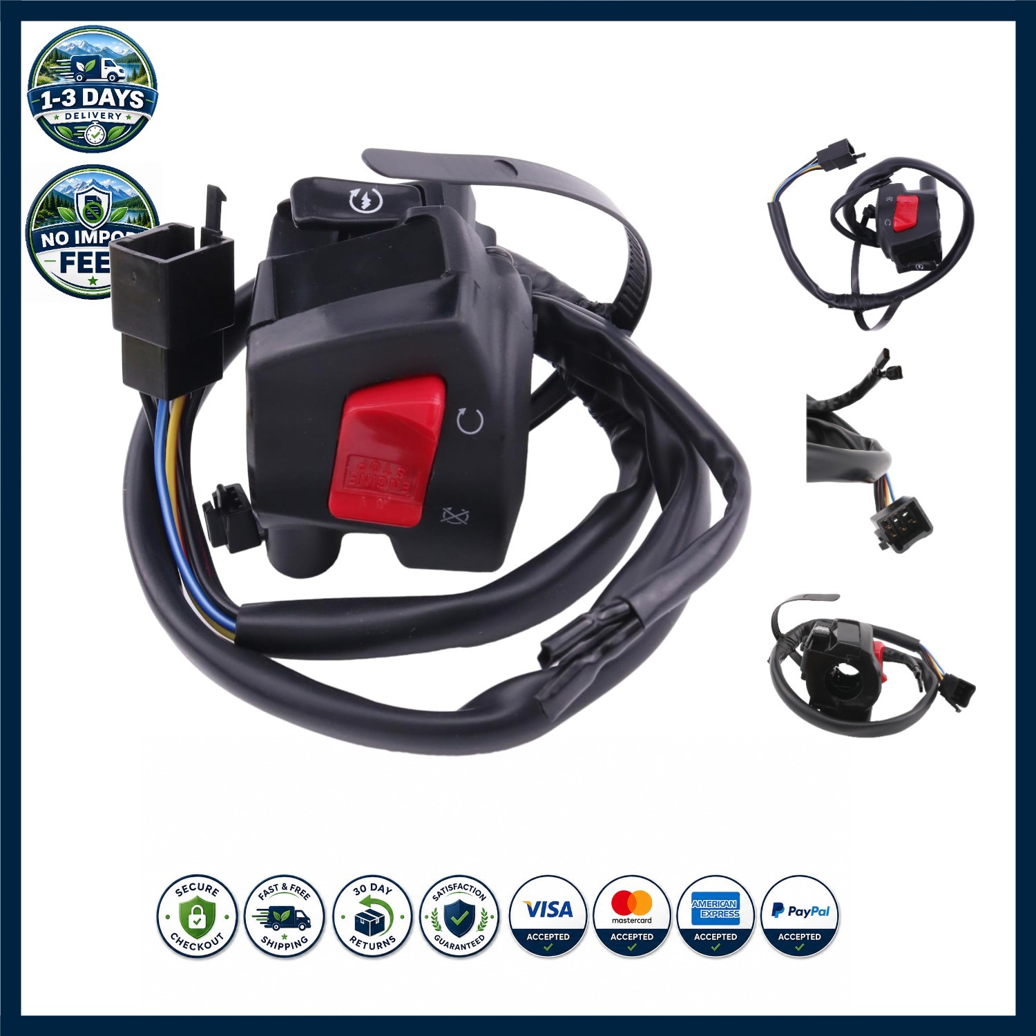 Right Handlebar Start Stop Kill Switch Compatible with Honda