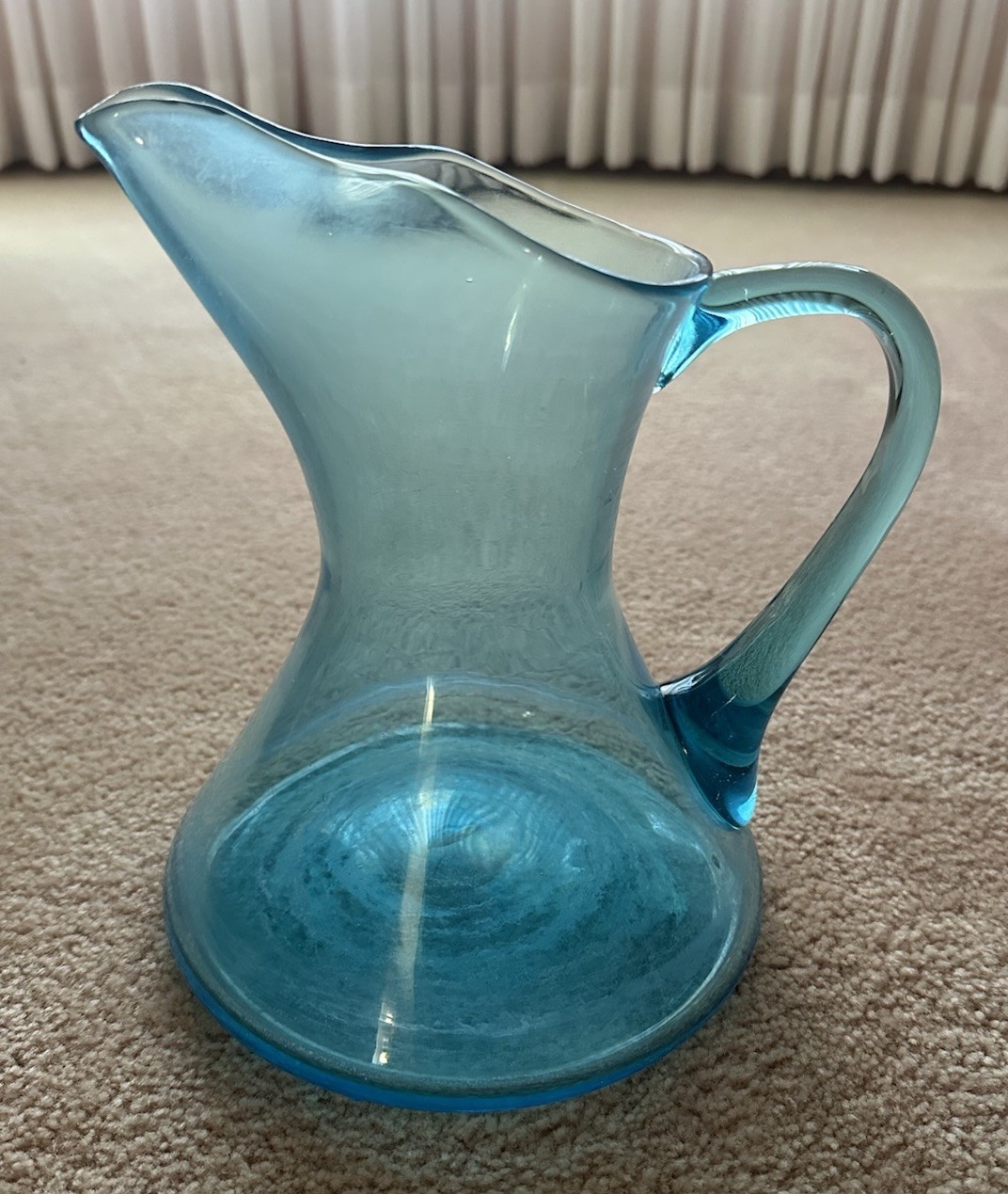 Vintage Mid-Century Modern Hand Blown Aqua Blue Glass Pitcher Vintage Mid-Century Modern Hand Blown Aqua Blue Glass Pitcher