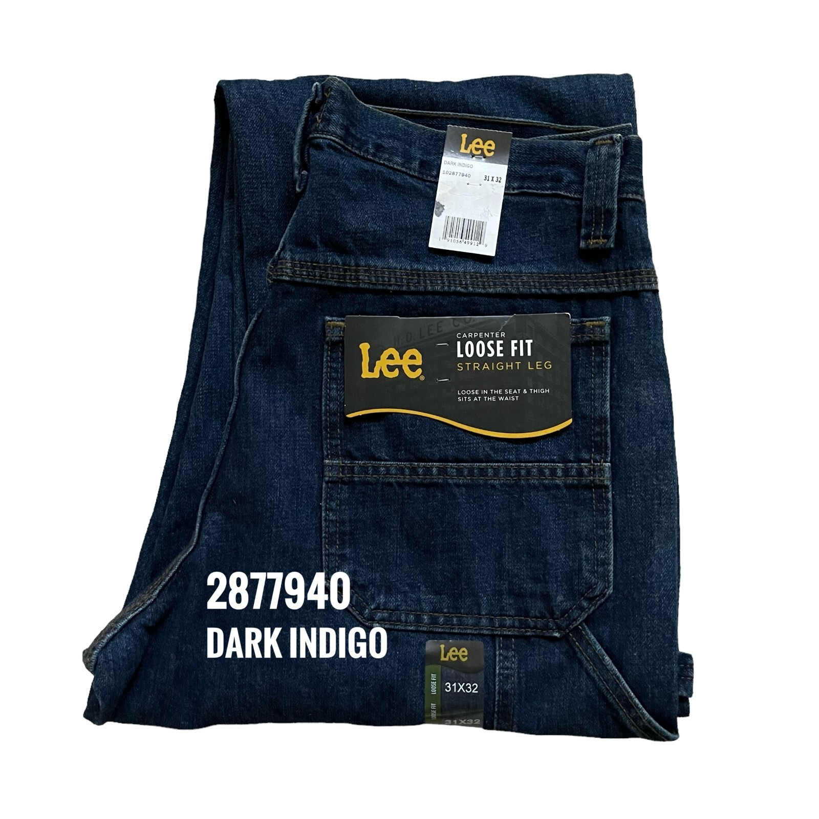 Lee Men's Straight Leg Loose Fit Cargo Carpenter 100% Cotton Denim Jeans 2877940