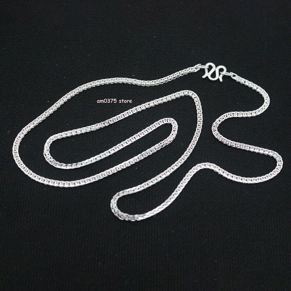 Pure 999 Fine Silver Necklace Women\'s 1.8mm Wheat Chain Link 18inch /4-5g