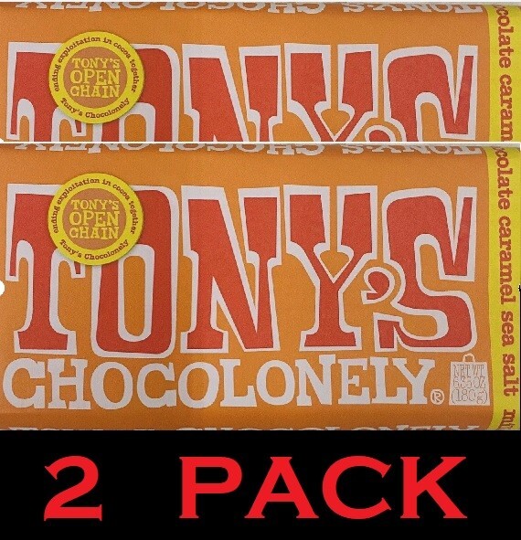 2x Tony\'s Chocolonely Milk Chocolate Bar with Caramel and Sea Salt 6.35oz 2 PACK