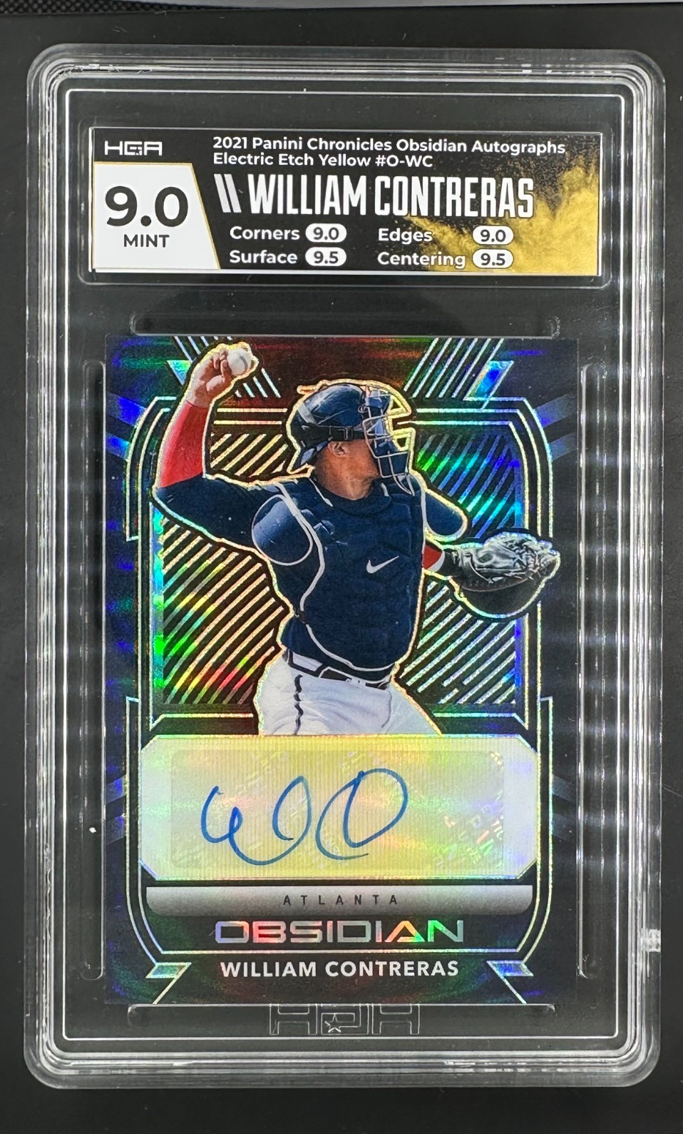 /10 William Contreras AUTO GOLD HGA 9 2021 Panini Obsidian Electric Etch Rookie /10 William Contreras AUTO GOLD HGA 9 2021 Panini Obsidian Electric Etch Rookie