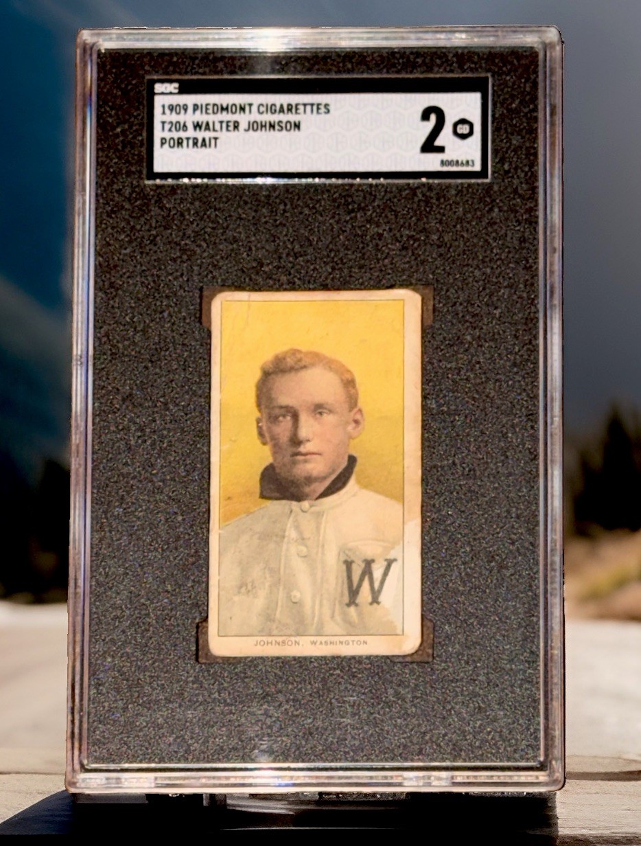 1909 PIEDMONT CIGARETTES PORTRAIT #T206 WALTER JOHNSON SGC 2 *MASONCARDS*
