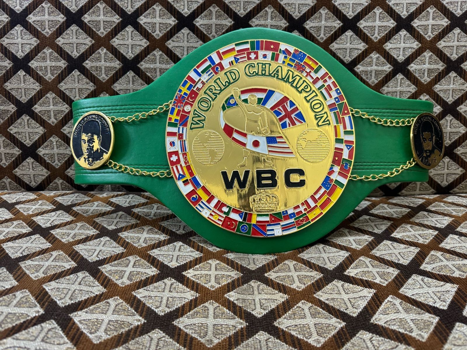 WBC World Boxing Champion Belt Muhammad Ali and Joe Louis 2mm Brass On Leather