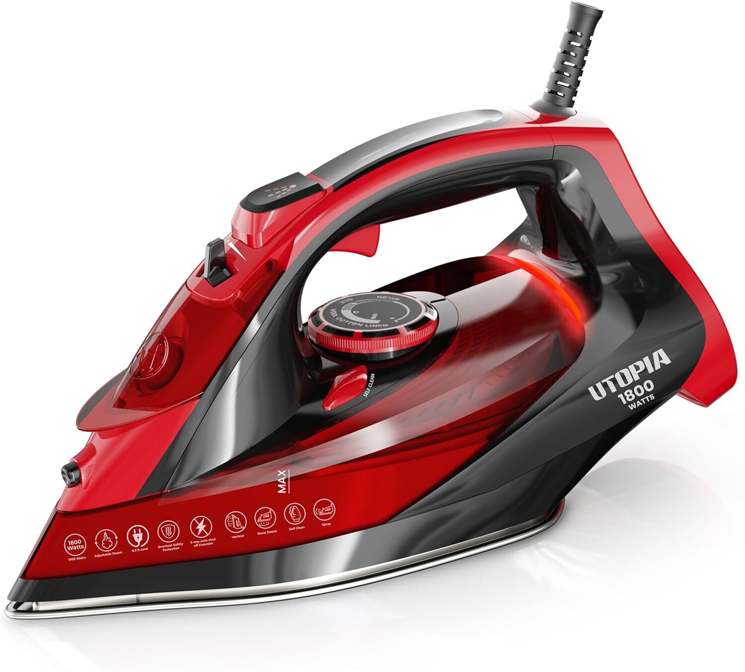 Steam Iron for Clothes - Non-Stick Soleplate - 1800W Clothes Iron Steam Iron for Clothes - Non-Stick Soleplate - 1800W Clothes Iron