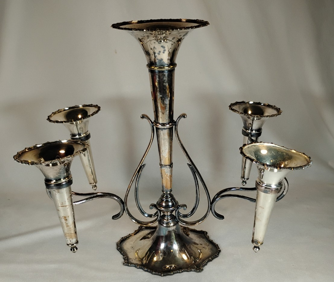 Antique Early 20th Century Silverplate Epergne Centerpiece Elkington & Co 1922
