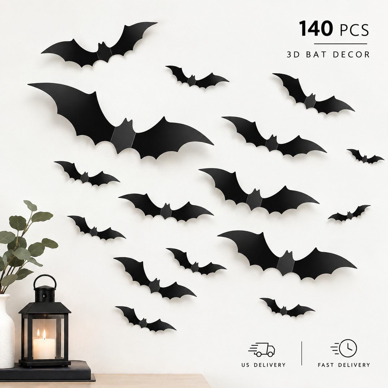 140 PCS Halloween Bat Decorations 3D Black Bat Stickers Wall Window Door 140 PCS Halloween Bat Decorations 3D Black Bat Stickers Wall Window Door