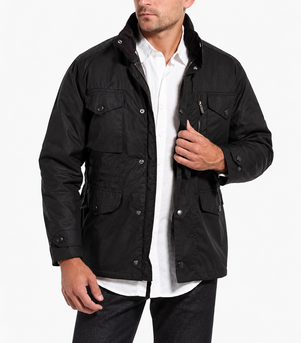 Black ~ BARBOUR SAPPER Men\'s WAX Jacket MSRP $485 British Heritage