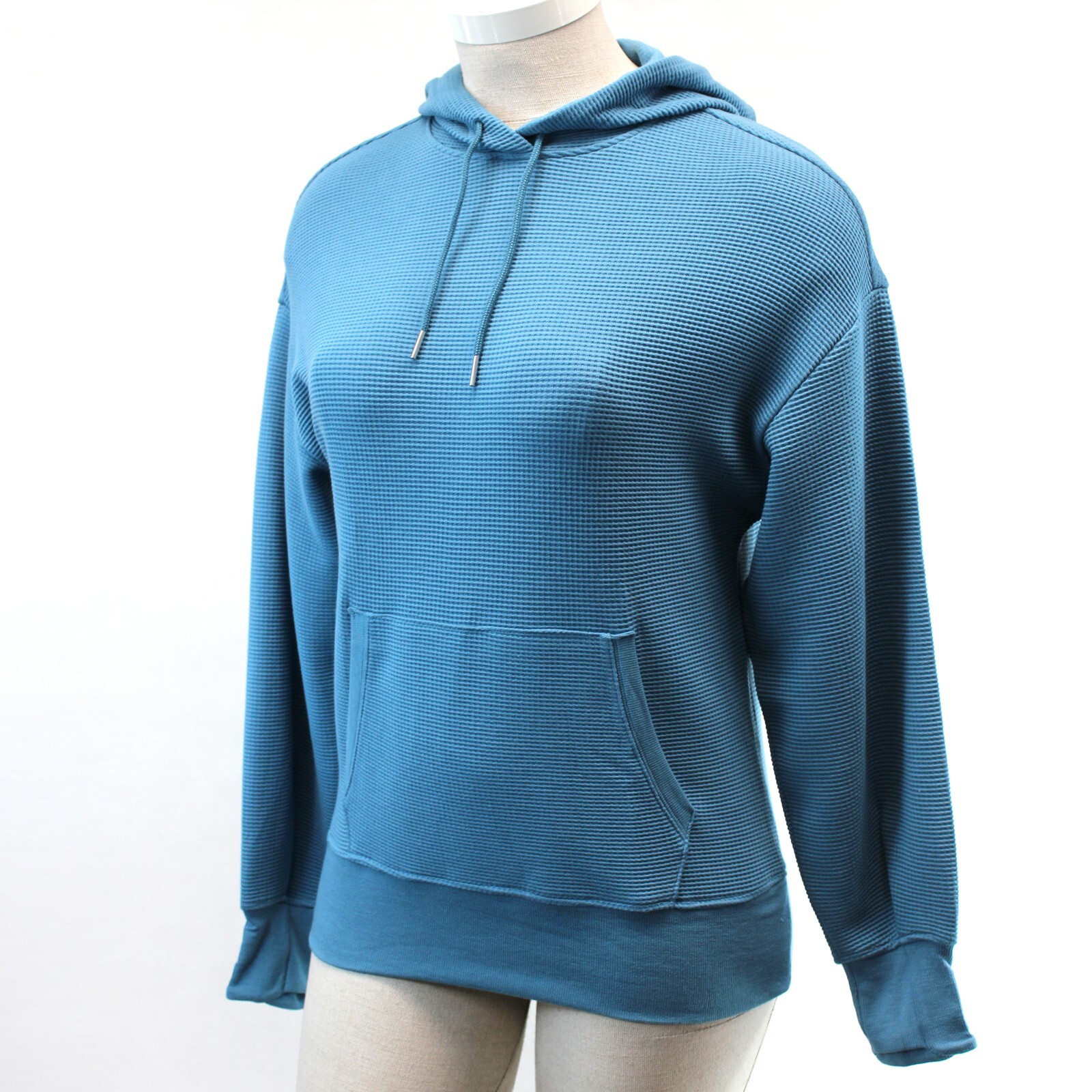 ATHLETA Blue Textured Pockets Hoodie Sweatshirt Medium Tall