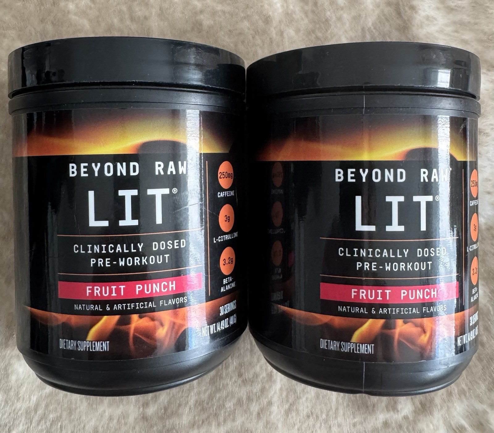 Beyond Raw LIT Pre Workout Powder Energy Fruit Punch 60 Servings 29oz Feb 2028