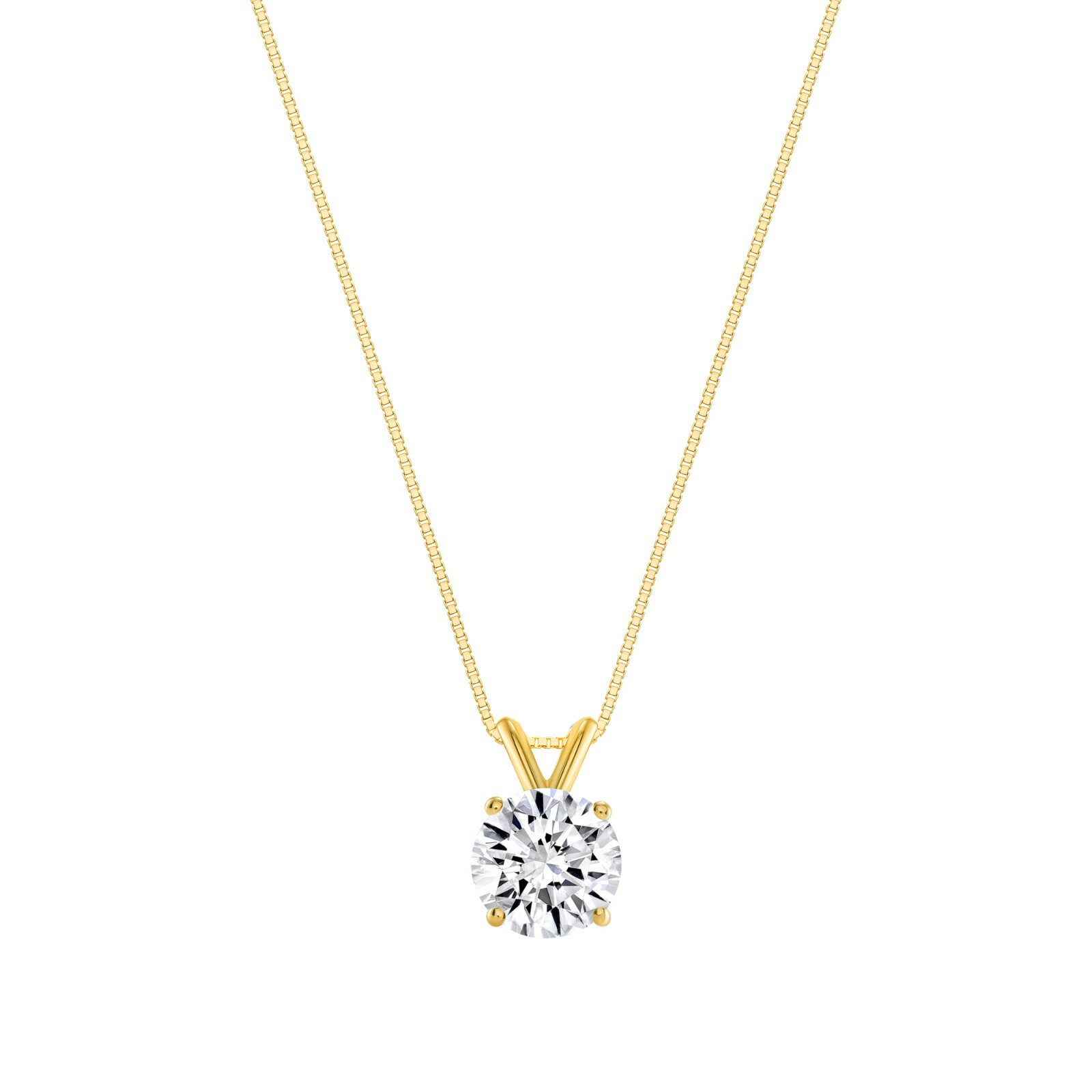 1 Ct Round E/VVS Lab Created Grown Diamond Real 14K Yellow Gold Pendant Necklace
