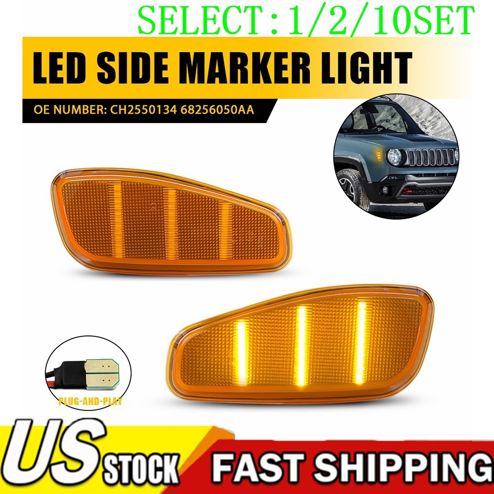 For Jeep Renegade 2015 2016-18 Amber LED Front Fender Side Marker Light 2X 1~10X