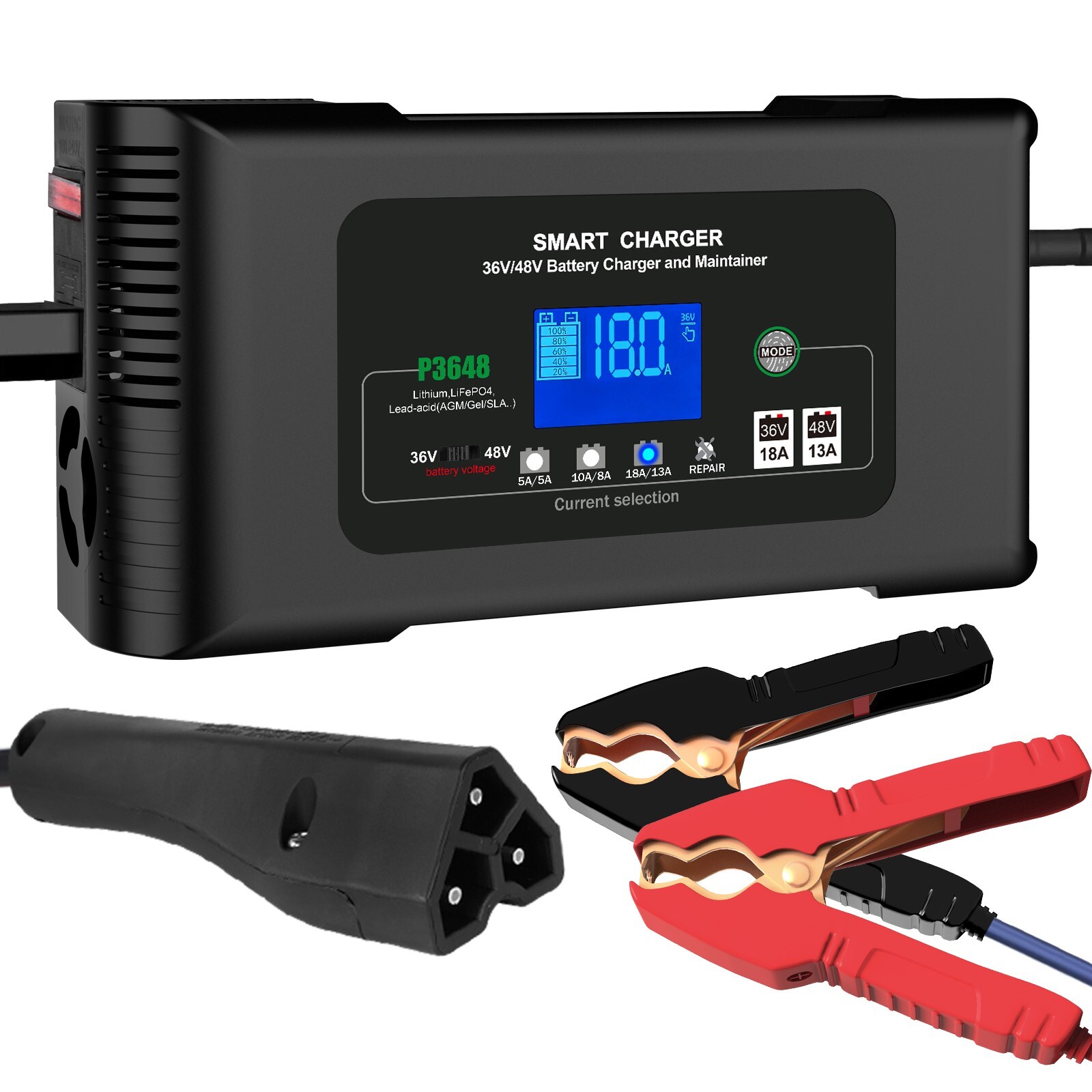 36V 18A 48V 13A Lead Lithium Lifepo4 Golf Cart Battery Charger for EZGO RXV plug