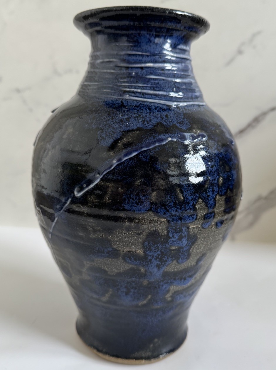 Rare Edna Arnow 10” Signed Stoneware Vase Chicago Studio Pottery MCM Vintage