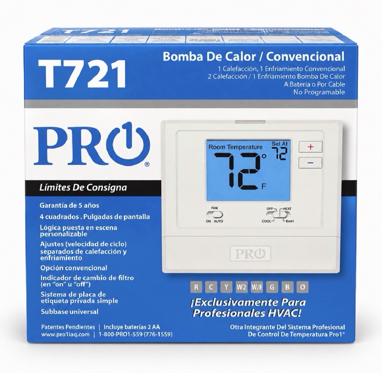 Pro1 IAQ T721 Digital Non-Programmable Thermostat 2H/1C Heat Pump Pro1 IAQ T721 Digital Non-Programmable Thermostat 2H/1C Heat Pump