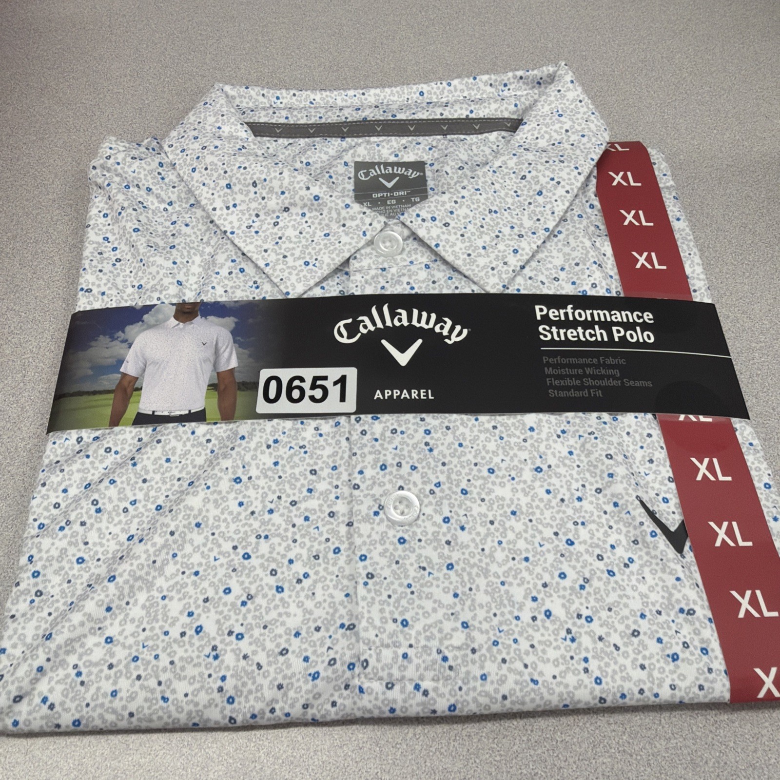 Callaway Polo Shirt OPTI-Dri Golf Mens Xl Performance Bright White Callaway Polo Shirt OPTI-Dri Golf Mens Xl Performance Bright White