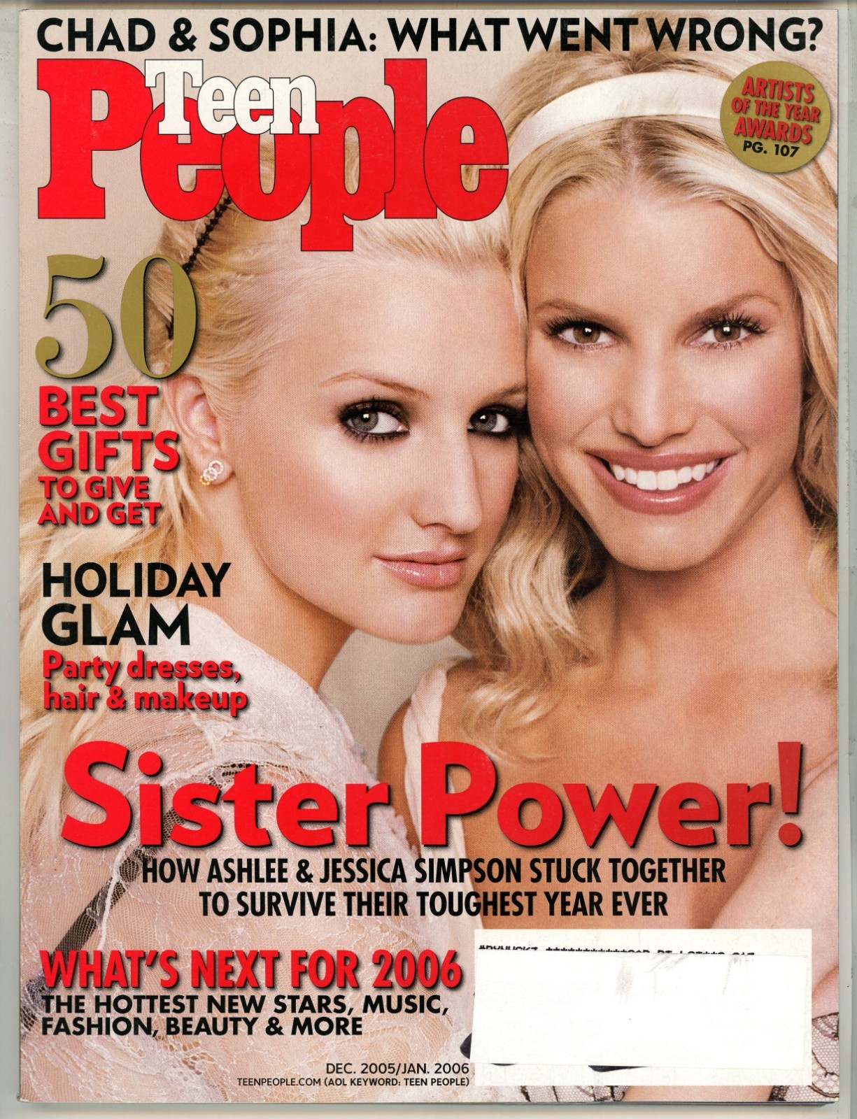 TEEN PEOPLE Magazine - December 2005/January 2006 with Ashlee & Jessica Simpson
