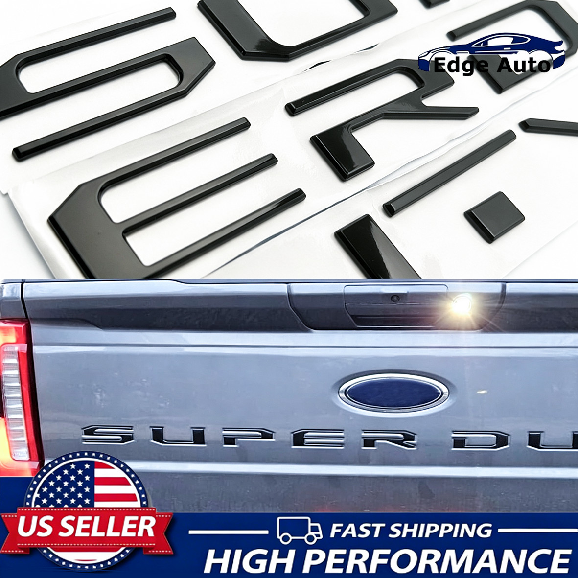 For F-250 350 Super Duty Premium Rear Tailgate Inserts ABS Letters Gloss Black For F-250 350 Super Duty Premium Rear Tailgate Inserts ABS Letters Gloss Black