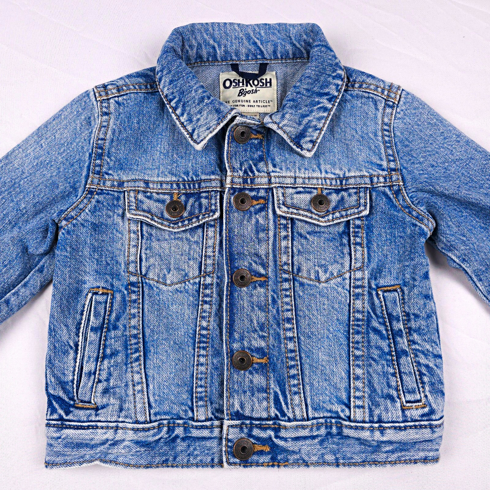Oshkosh B\'gosh Light Wash Denim Trucker Jacket Babys 18 Months Blue Streetwear