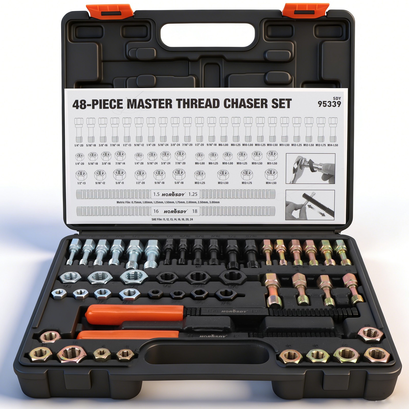 48PC Thread Repair Chaser Set UNF UNC SAE & Metric Thread Restorer Kit
