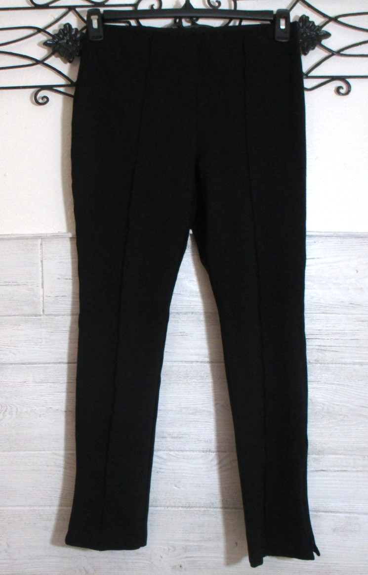 Ophelia Roe Pull On Knit Pants Women\'s Size M Black Zip Bottoms Elastic Waist Ophelia Roe Pull On Knit Pants Women\'s Size M Black Zip Bottoms Elastic Waist