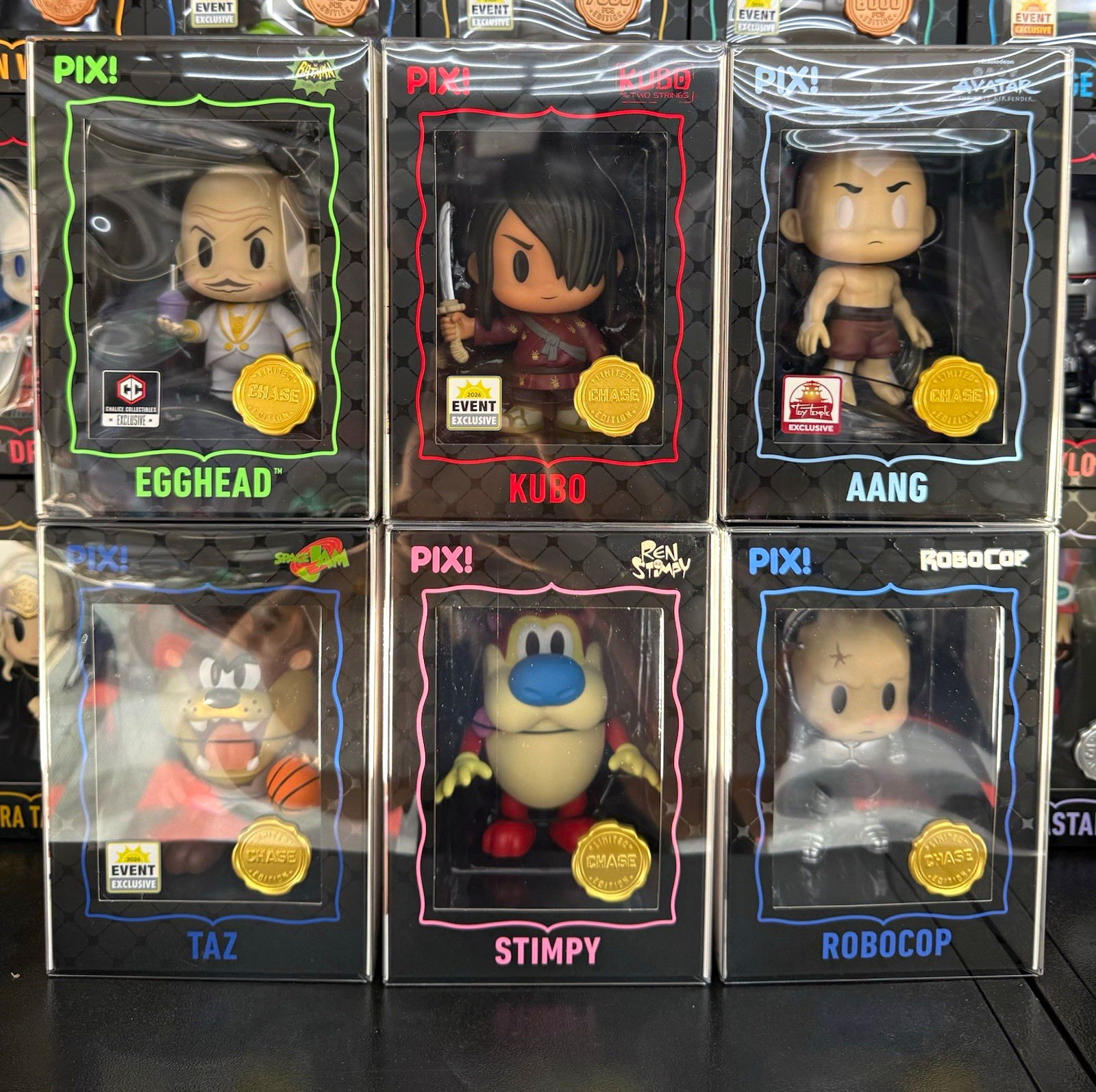 Thrilljoy PIX Chase Lot of 6 Egghead Kubo Aang Taz Stimpy Robocop with protector Thrilljoy PIX Chase Lot of 6 Egghead Kubo Aang Taz Stimpy Robocop with protector