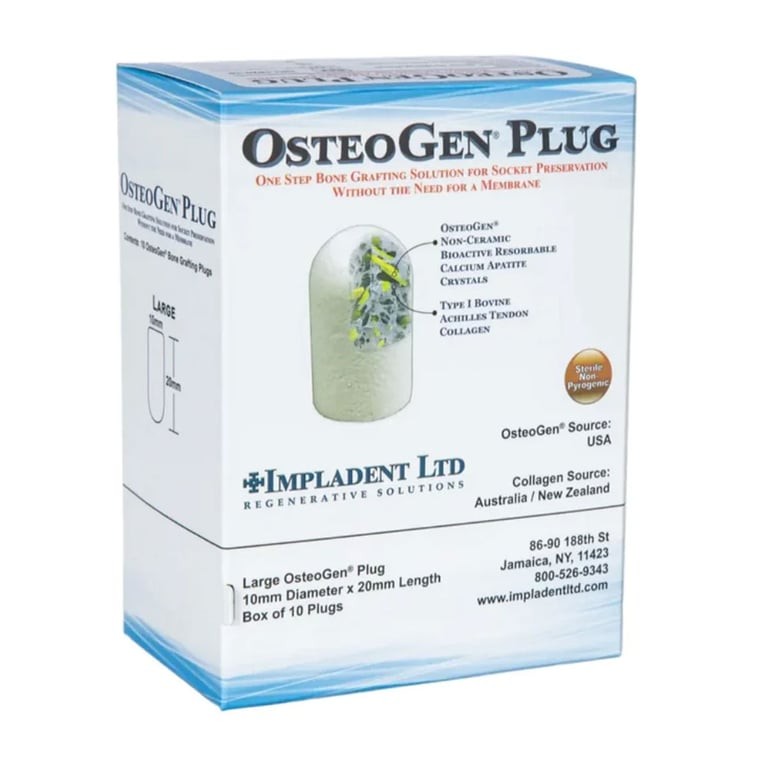 Impladent OPL1020-10 Osteogen 10mm X 20mm Large Bone Grafting Plugs 10/Bx