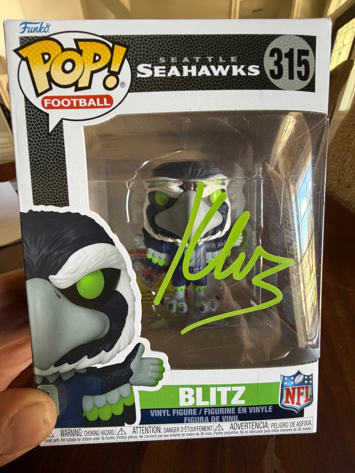 Kenneth Walker III Signed Seahawks Blitz Funko Pop #315 Auto MWM 130432