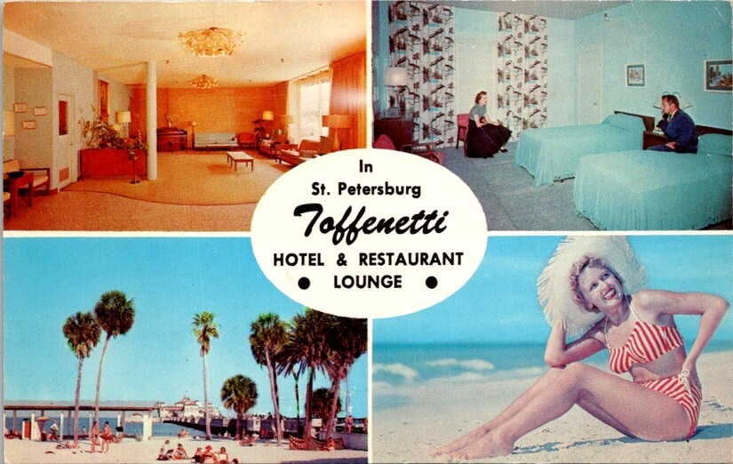 Vintage Postcard Toffenetti Hotel Restaurant Lounge St. Petersburg Florida 4014 Vintage Postcard Toffenetti Hotel Restaurant Lounge St. Petersburg Florida 4014