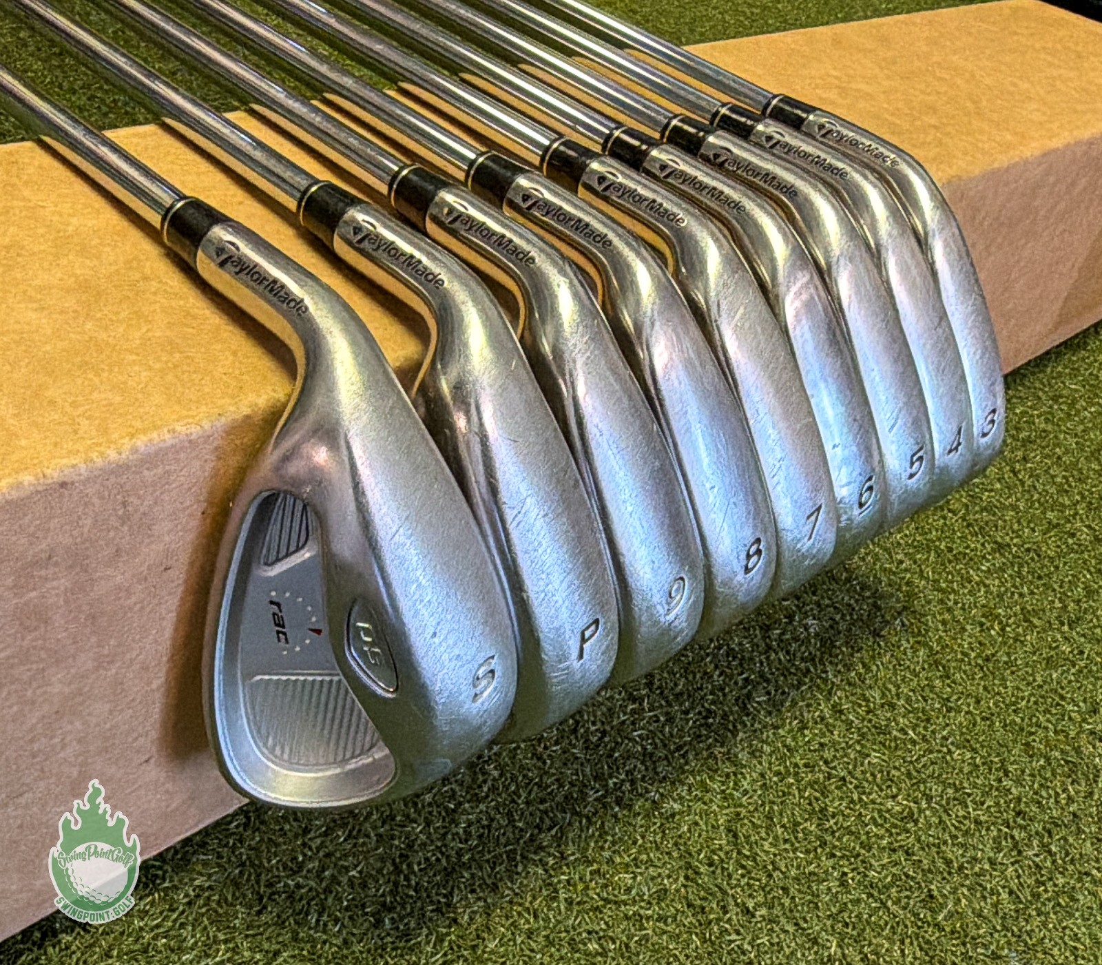 Used Left Handed TaylorMade RAC OS Irons 3-PW/SW Stiff Flex Steel Golf Club Set