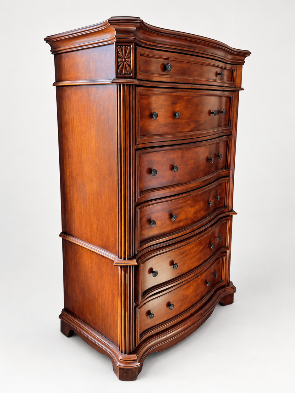 Traditional Carved Wood Chest of Drawers 6-Drawer Dresser Tallboy Ornate Traditional Carved Wood Chest of Drawers 6-Drawer Dresser Tallboy Ornate