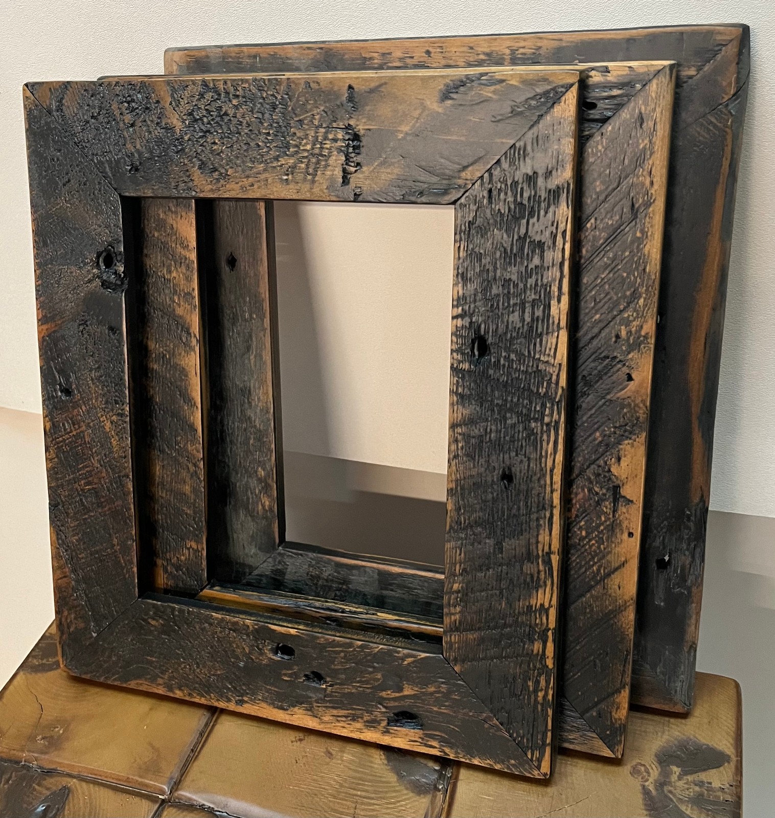 3 reclaimed wood 8x10 picture frames distressed black