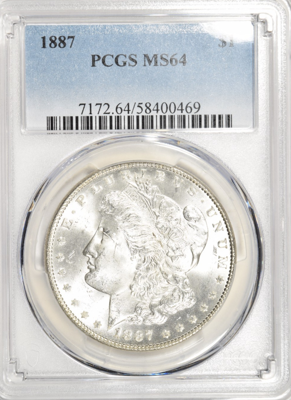 1887 MORGAN DOLLAR ~ SATIN FLASHY LUSTRE ~ BRILLIANT UNC GEM PCGS MS64 1887 MORGAN DOLLAR ~ SATIN FLASHY LUSTRE ~ BRILLIANT UNC GEM PCGS MS64