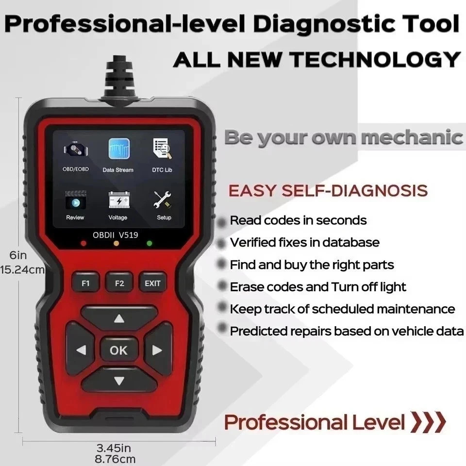 Professional OBD2 V519 Scanner - 2026 Upgraded OBDII + CAN Code Reader US Professional OBD2 V519 Scanner - 2026 Upgraded OBDII + CAN Code Reader US