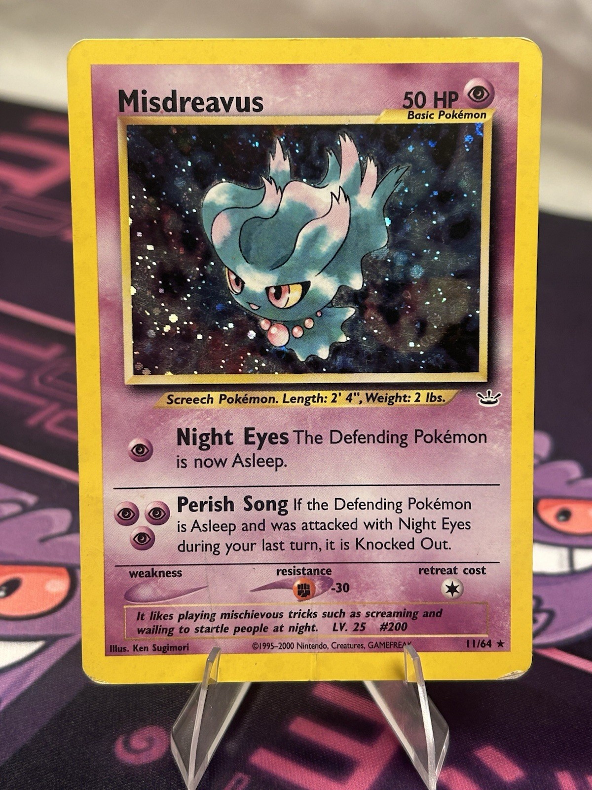 Vintage Misdreavus 11/64 Neo Revelation Holo Rare pokemon card 2000 Vintage Misdreavus 11/64 Neo Revelation Holo Rare pokemon card 2000