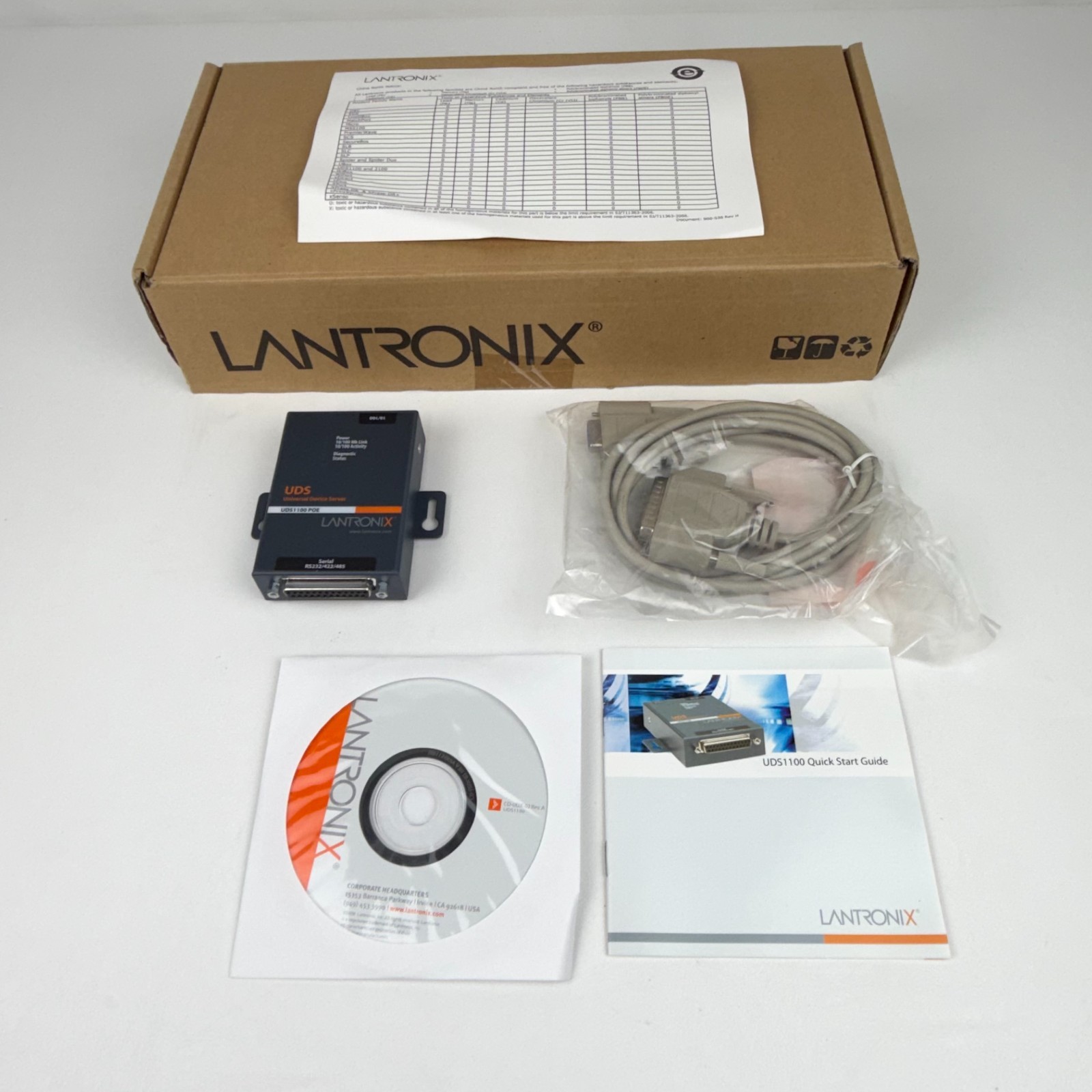 Lantronix UDS1100 POE Universal Serial Device Server Ethernet RS232 RS422 RS485 Lantronix UDS1100 POE Universal Serial Device Server Ethernet RS232 RS422 RS485