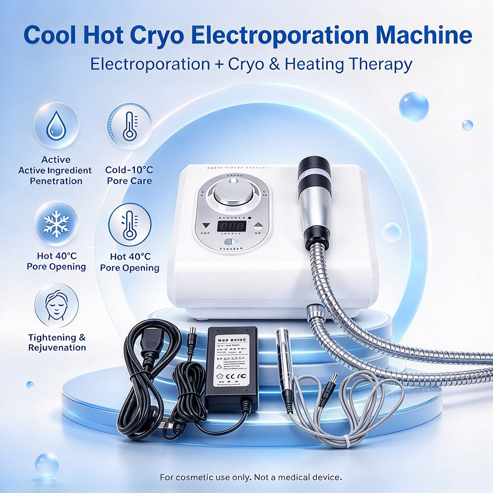 Cryo Cool Hot Electroporation Mesotherapy Skin Face Lifting Rejuvenation Machine