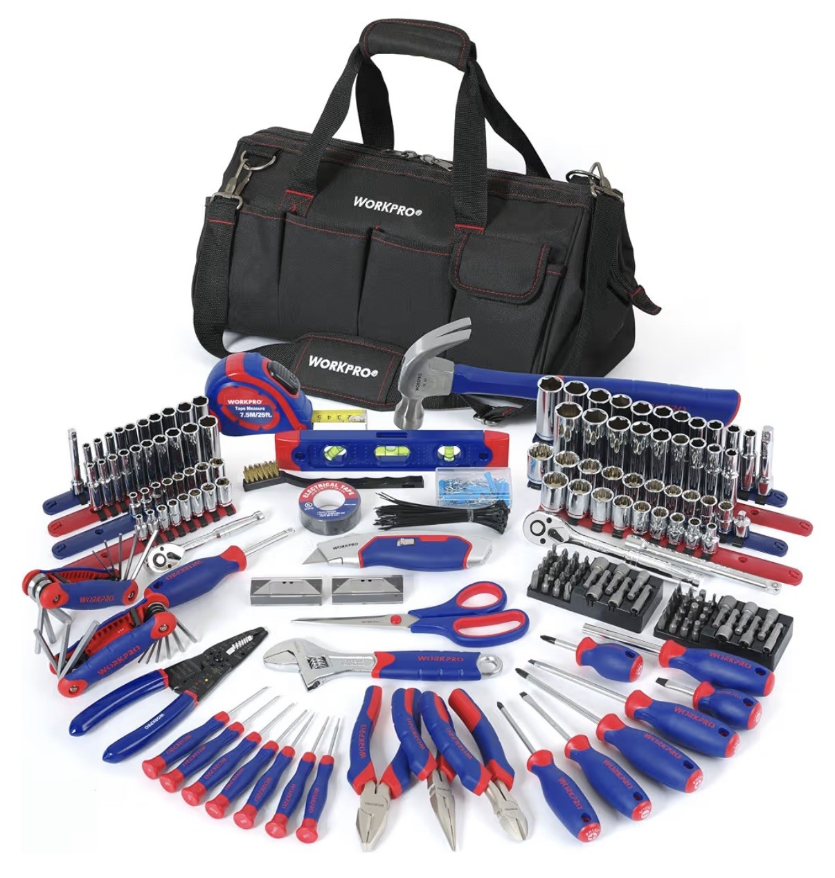 WORKPRO 322PCS Mechanics Tool Sets Kit Socket Ratchet 6-Point Repair Tool W/ Bag WORKPRO 322PCS Mechanics Tool Sets Kit Socket Ratchet 6-Point Repair Tool W/ Bag