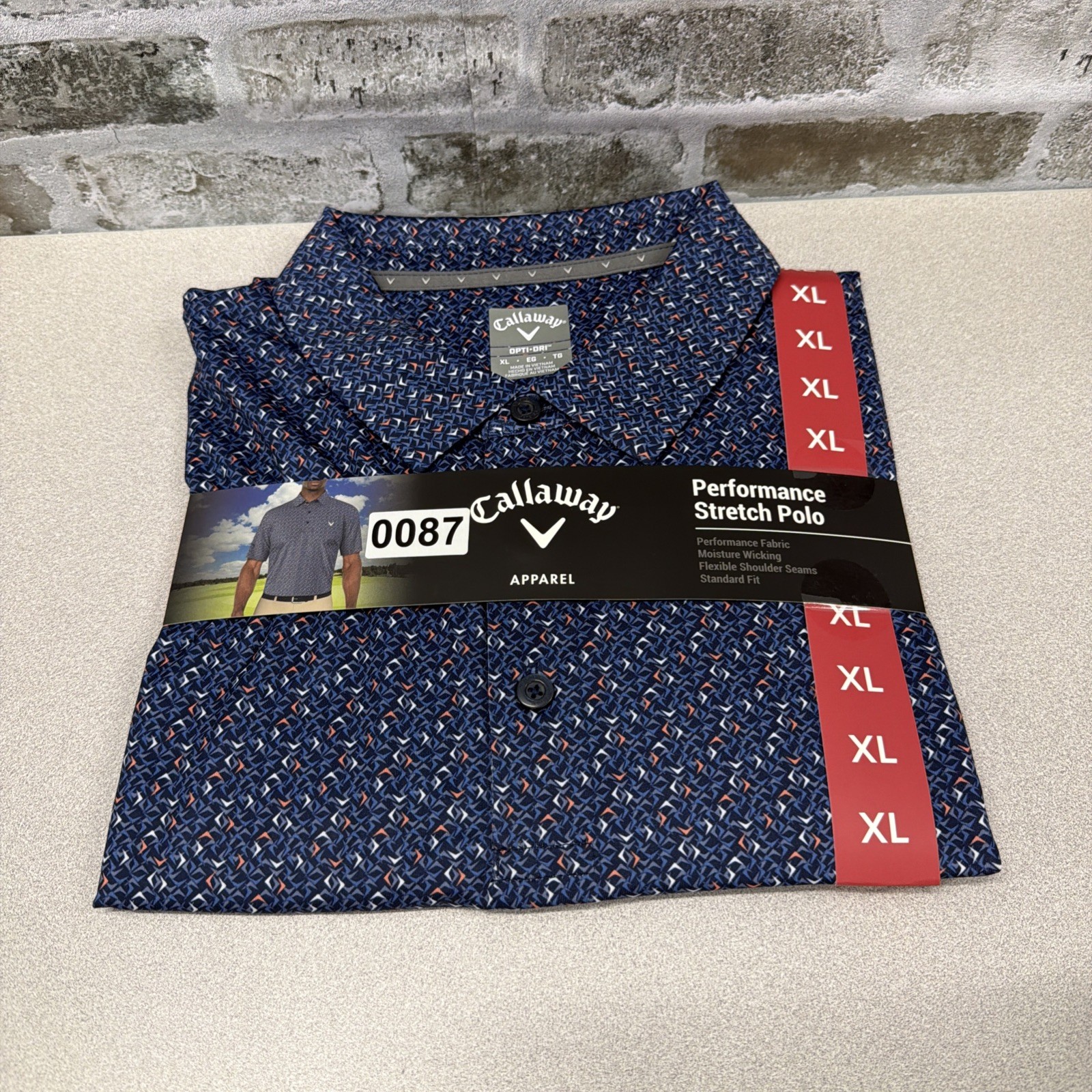 Callaway Opti•Dri  Polo Shirt Mens XL Blue Red,& White Golf Performance Stretch